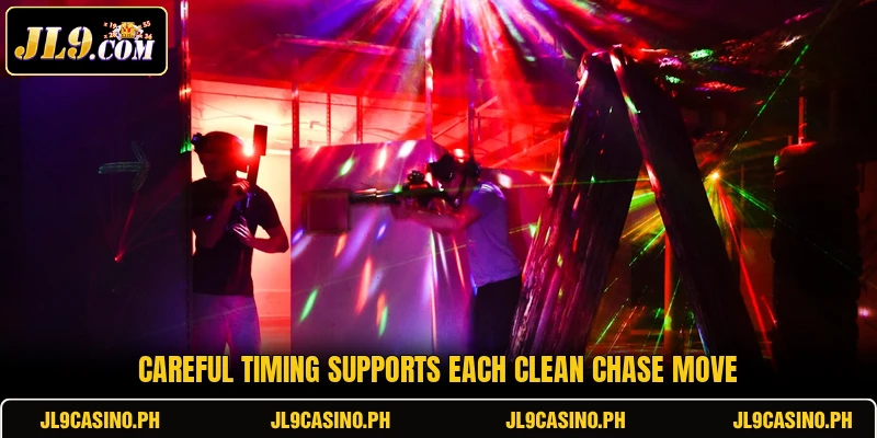 Careful timing supports each clean chase move