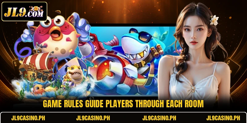 Game rules guide players through each room Game rules guide players through each room