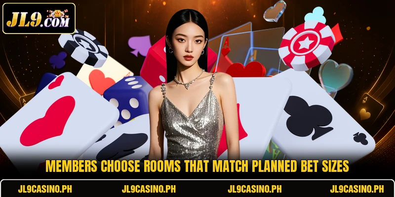 Members choose rooms that match planned bet sizes