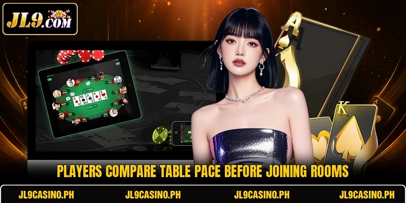 Players compare table pace before joining rooms Players compare table pace before joining rooms